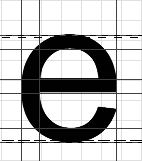 unhinted 'e'